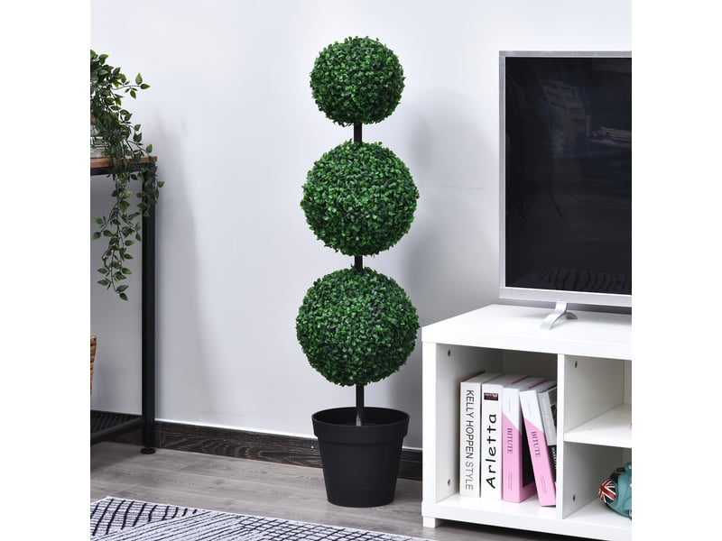  Buis artificiel topiaire artificielle en forme de boules dim. Ø 30 x 112h cm vert  - Conforama C