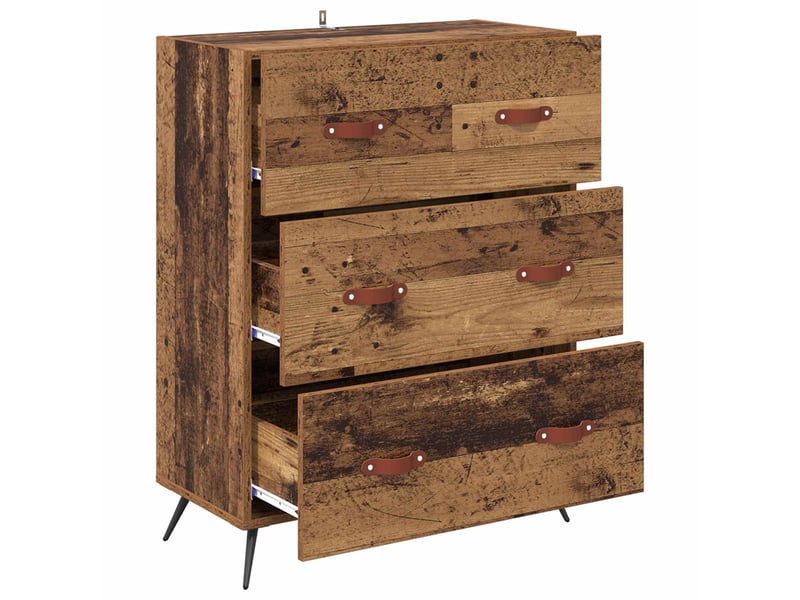 Commode chambre adulte, armoire à tiroirs bois ancien 69,5x34x90 cm bois d’ingénierie - Conforama E