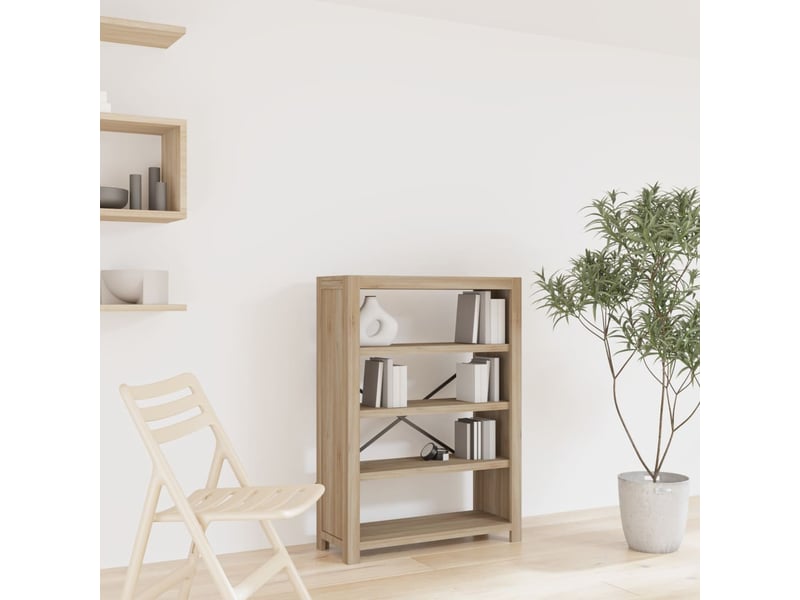  Bibliothèque 4 niveaux, armoire à livres 80x30x110 cm bois solide d'acacia  - Conforama B