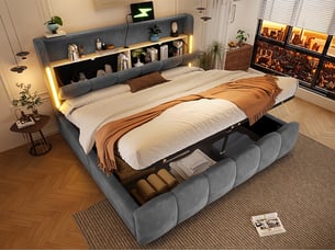 Lit coffre 180x200 cm LEYTN   coloris gris