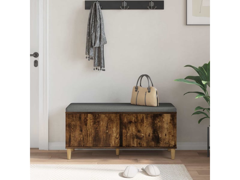  Banc d'entrée, banc interieur avec coussin chêne fumé 100x38x46 cm shl4753  - Conforama D