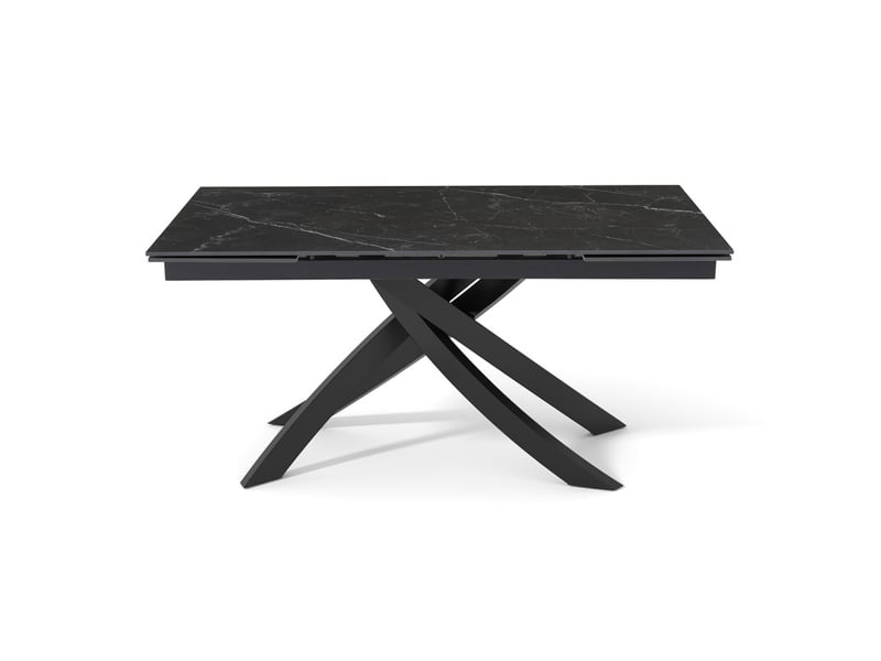 Table extensible 160 à 240 cm céramique noir marbré pied entrecroisé - indiana 11  - Conforama E