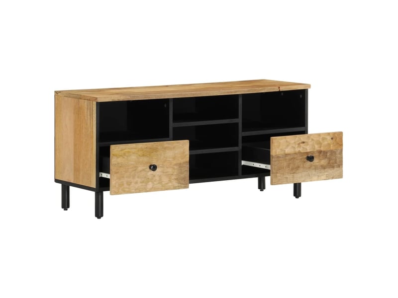  Meuble tv - banc tv - meuble de rangement 100x33x46 cm bois massif de manguier  - Conforama A