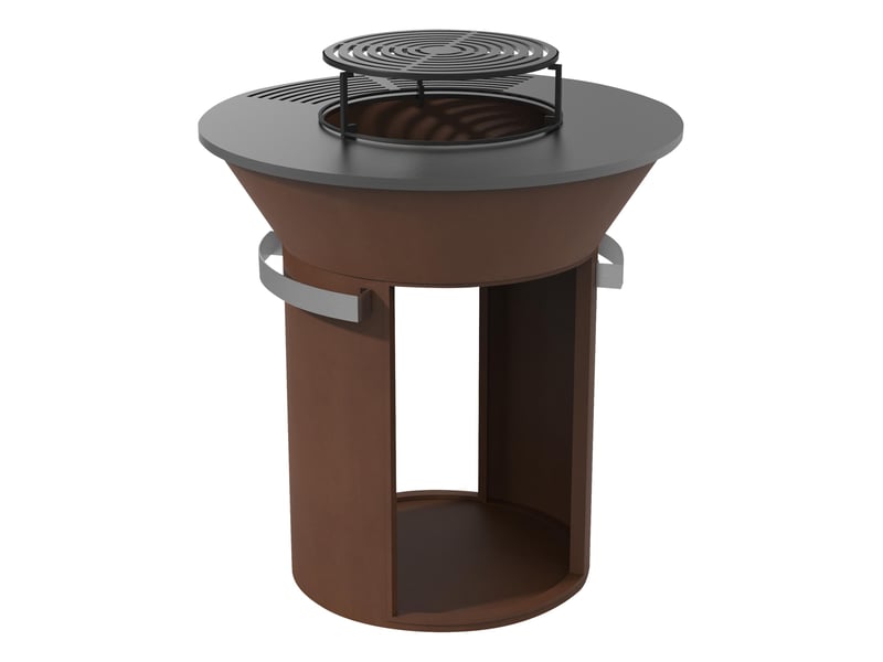  Barbecue rond grand avec plaque d'acier rond et grill en acier corten EFP59CO ROUND - Conforama A