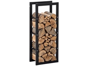 Porte-bûches vertical en métal noir, charge 100 kg, intérieur et extérieur, 40 x 25 x 100 cm