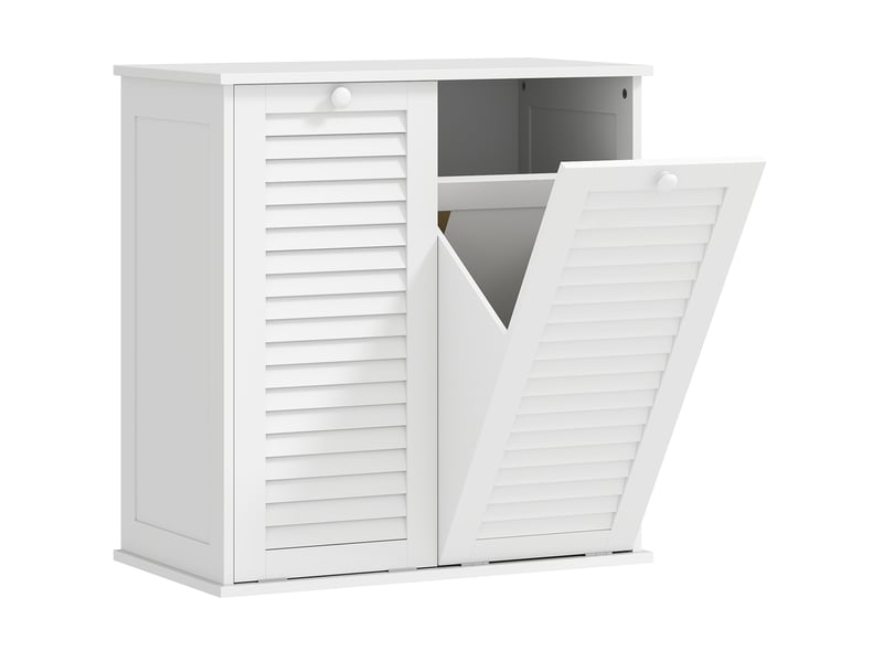  Meuble de salle de bain 70 x 38 x 73 cm – blanc – 2 paniers à linge basculants ventilés avec poignées  - Conforama A