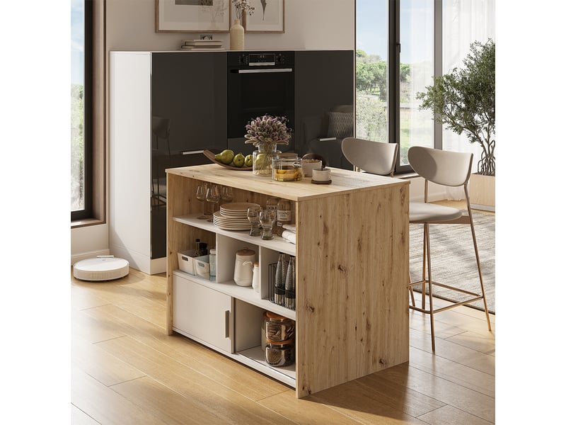  Vicco table de bar, chêne artisanblanc, 105x70cm  - Conforama E