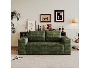 Canapé droit fixe <strong></strong> <strong></strong> 3 places Velours côtelé vert