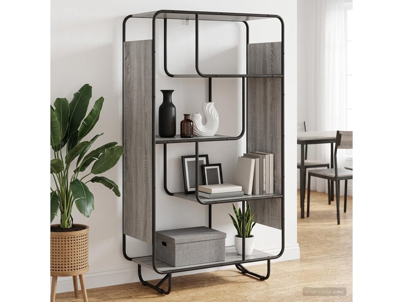  Buffet haut, buffet de rangement sonoma gris 80x37,5x144 cm bois d'ingénierie  - Conforama B