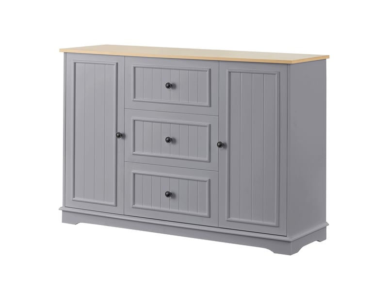  Buffet moderne gris meuble de rangement 3 tiroirs bahut salle à manger mdf 126x40x86 cm  - Conforama W