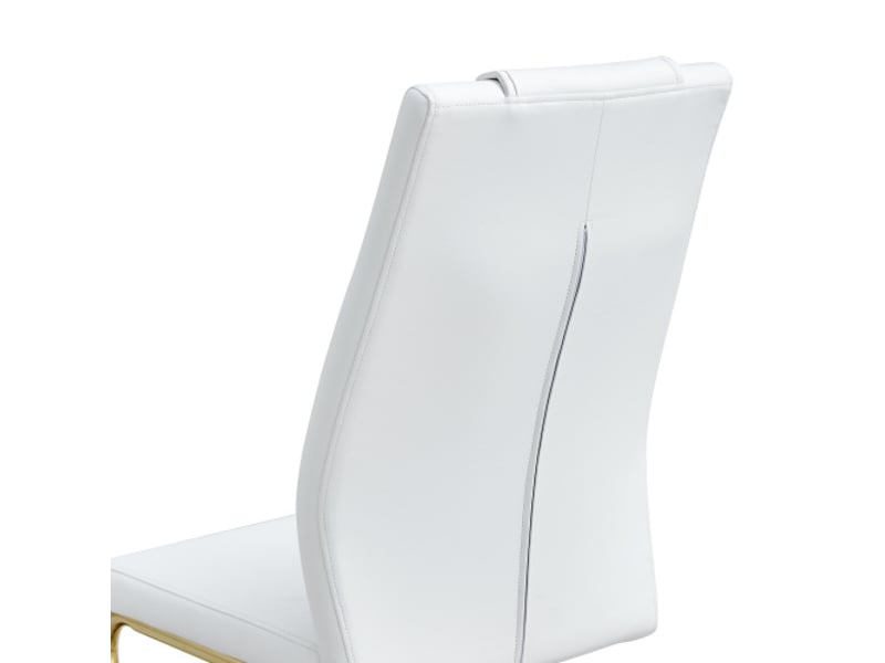  Chaises scandinaves blanches pu - lot de 4, dossier filet, pieds dorés en métal, patins antidérapants - design chic  - Conforama E