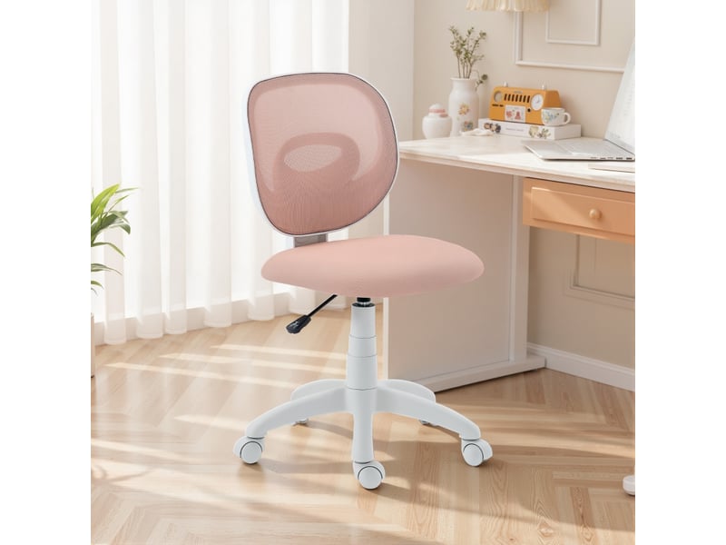  Chaise de bureau ergonomique pivotante 360° réglable en hauteur - lpospi - dossier en maille, plastique rose  - Conforama C