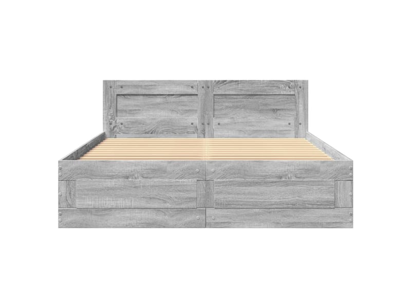  Lit double- lit adulte -  cadre de lit et tête de lit sans matelas sonoma gris 120x190 cm  - Conforama D