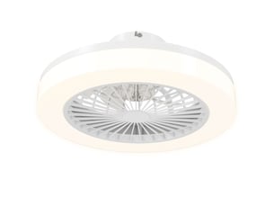 Ventilateur de plafond avec éclairage et télécommande, 6 vitesses, minuterie, luminosité réglable, blanc