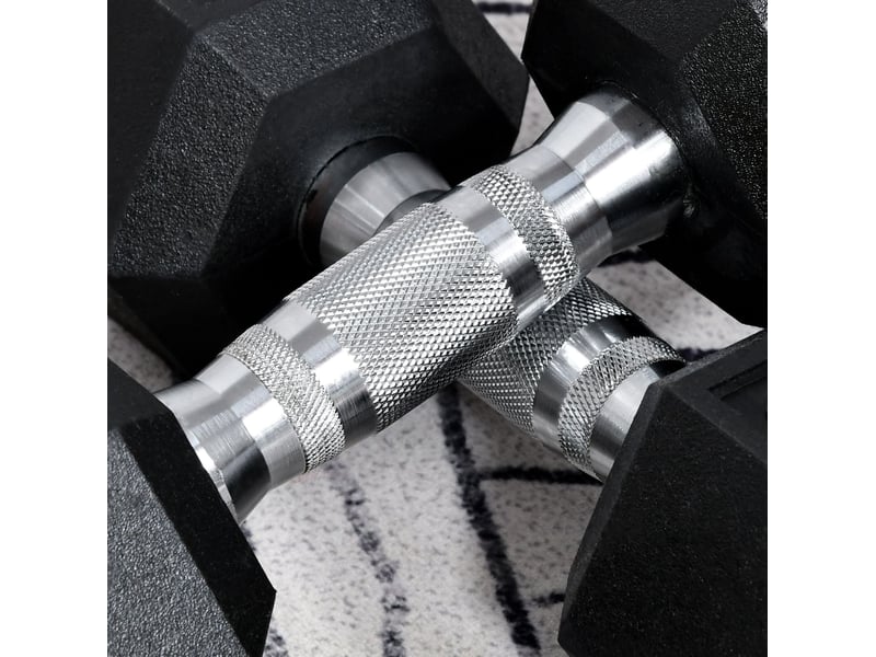  Lot de 2 haltères hexagonaux 2 x 6 kg noirs en métal, poignées antidérapantes pour entraînement  - Conforama D