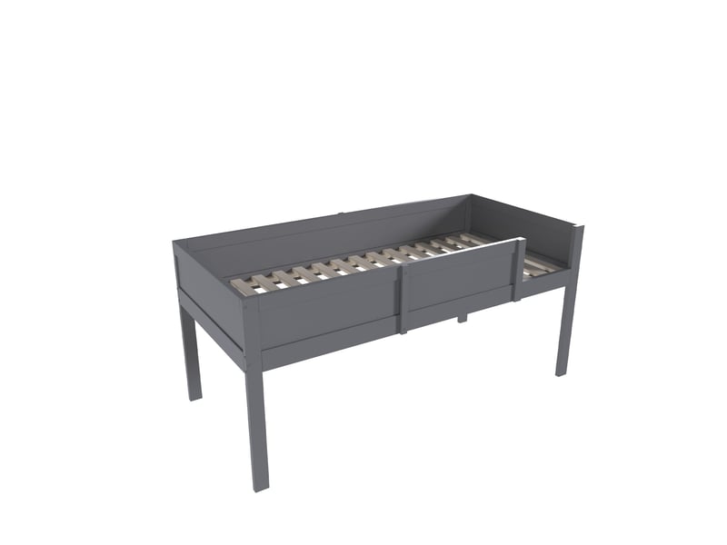  Lit superposé triple 90 x 200 cm, 3 couchages séparables, structure en bois gris avec barrières hautes  - Conforama W