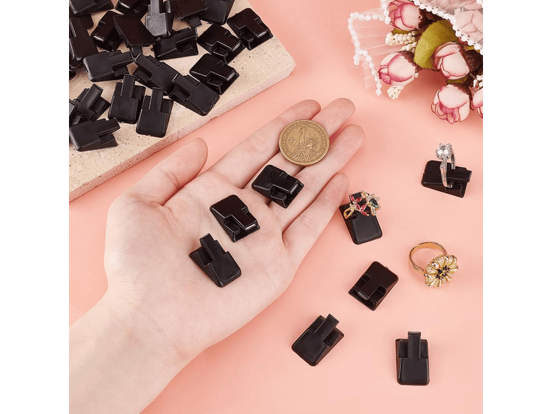  36pcs support de bague en plastique noir petits clips de bague affichage pour bagues de fiançailles mariage bijouterie vendeurs chambre  - Conforama B