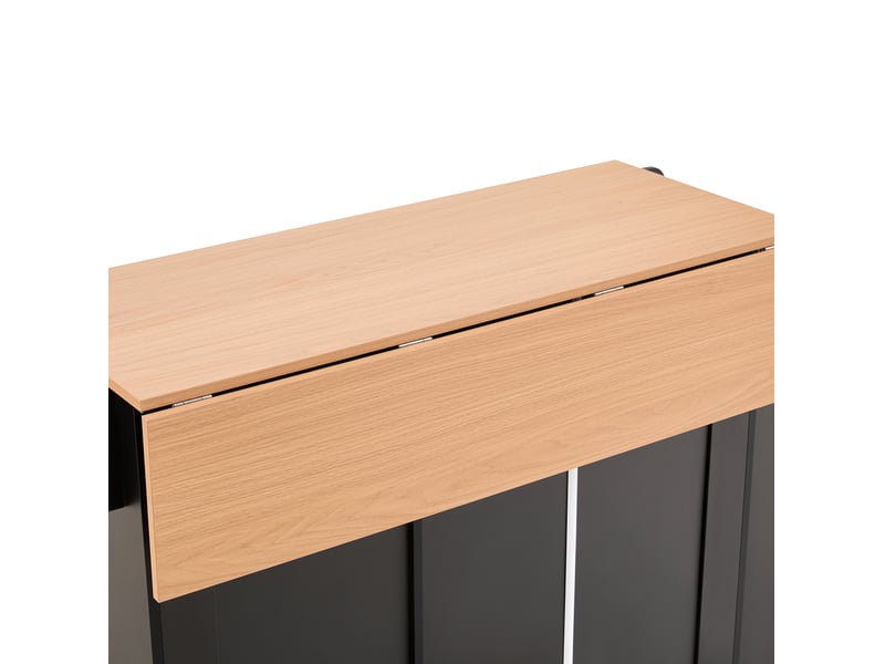  Îlot de cuisine mobile 110x70x99 cm plateau rabattable panneau de particules noir et naturel  - Conforama E