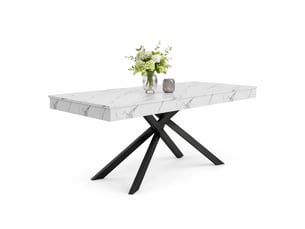 Table extensible 6 à 8 personnes avec rallonge pour salle à manger en mdf 140180×80 cm blanche