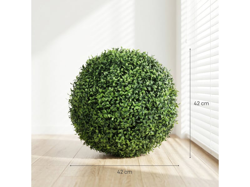  Lot de 2 boules de buis artificielles en pot, résistantes aux uv, 42 cm, pour décoration intérieureextérieure  - Conforama E