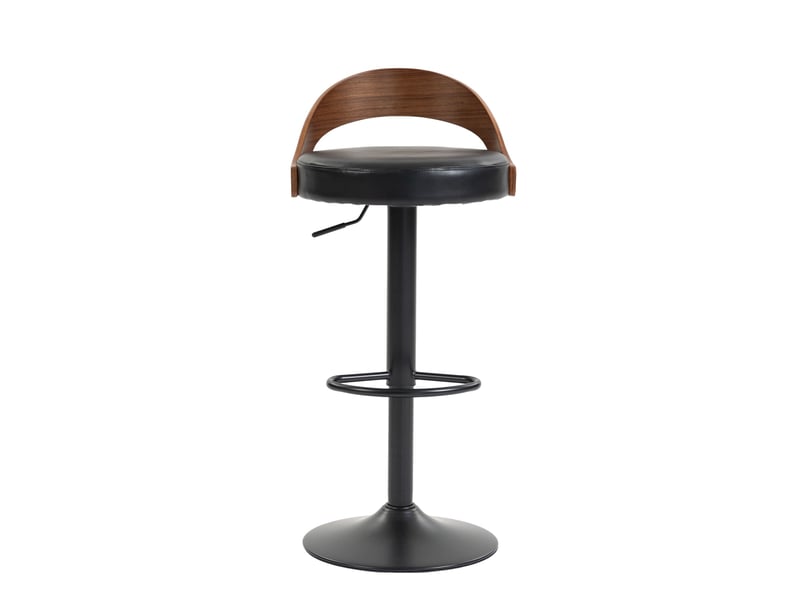  Lot de 2 tabourets de bar réglables - 42,5 x 42 x 77-98 cm - bois de noyer et siège pivotant à 360° en cuir pu - noir  - Conforama A