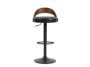 Lot de 2 tabourets de bar réglables - 42,5 x 42 x 77-98 cm - bois de noyer et siège pivotant à 360° en cuir pu - noir