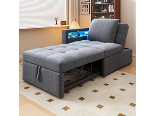 Fauteuil convertible OKWISH Coton / Lin gris vendu A l'unité