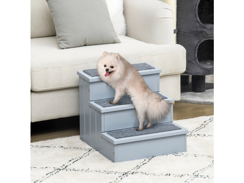  Escalier 3 marches  40,5 x 44,5 x 38 cm – gris – rangement intérieur et accès au canapé  - Conforama B