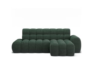 Canapé d'angle convertible bulla 3 places vert angle droit – tissu bouclette avec extension d'assise électrique