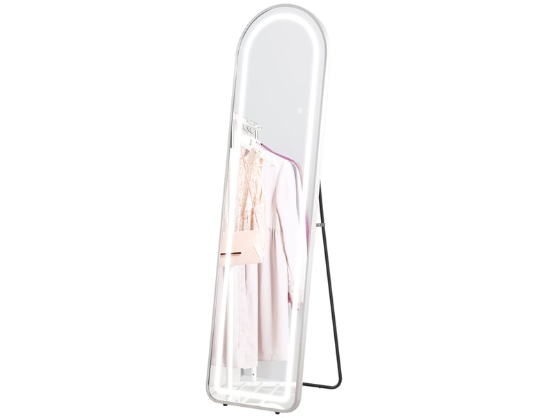  Miroir complet arqué miroir pleine longueur led 3 couleurs lumière réglables fonction mémoire 150 x 40 cm argent  - Conforama B