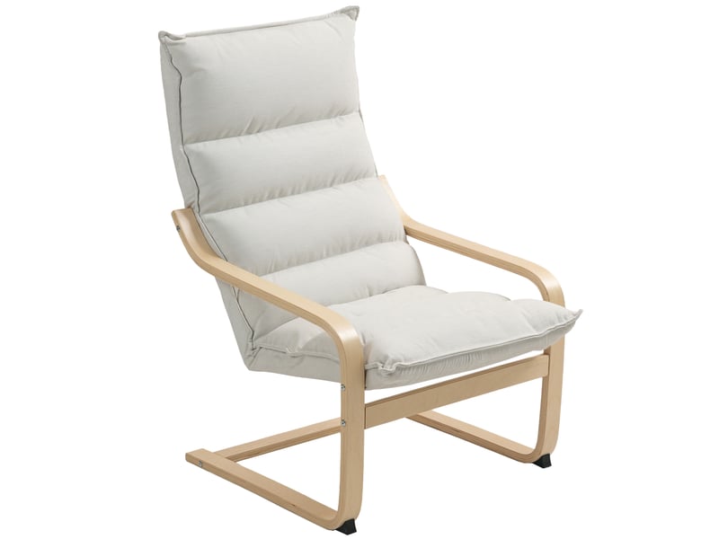  Fauteuil de salon avec accoudoirs en tissu effet velours crème 67x83x105 cm  - Conforama A