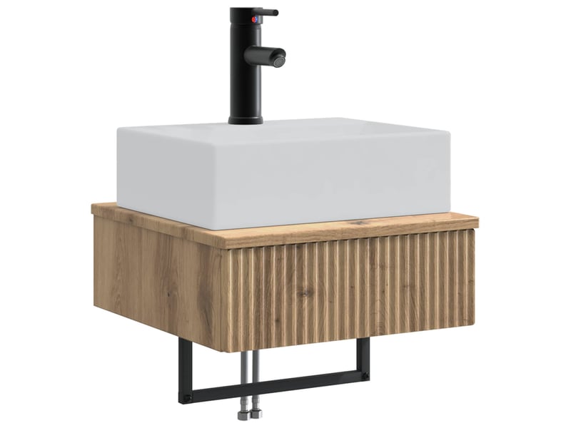 Basin de lavage mural, lavabo chêne artisanal 40x41x39 cm  - Conforama A