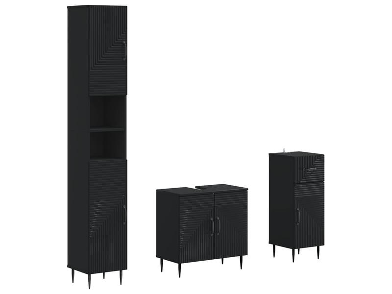  Ensemble de meuble de salle de bain 3 pièces haarlem noir cf63458  - Conforama A