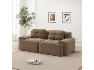 Canapé modulable 2 places sans structure,204x104x69cm,canapé à compression en velours côtelé,assise profonde et rembourrage haute densité 32d - marron