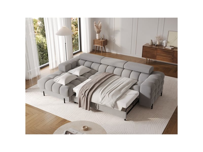  Canapé d'angle gauche convertible gris foncé chiné confort premium 285x99x181cm filtro  - Conforama B