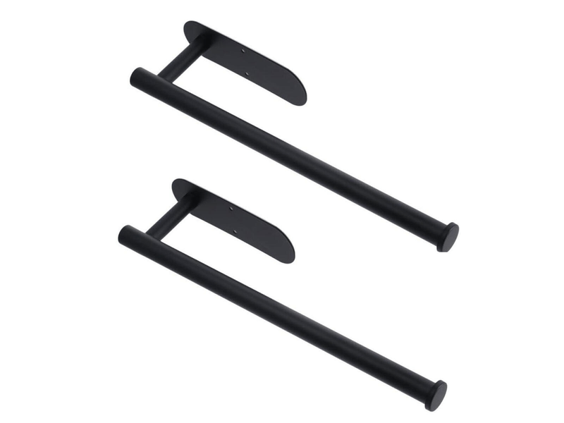 2-pack of stainless steel tissue holders, 33.5cm, wall-mounted, suitable for kitchens and bathrooms, with self-adhesive adhesive (black) - Conforama D