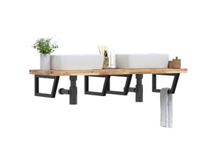 Étagère de vasque | étagère murale acier et bois massif d'acacia shl5086