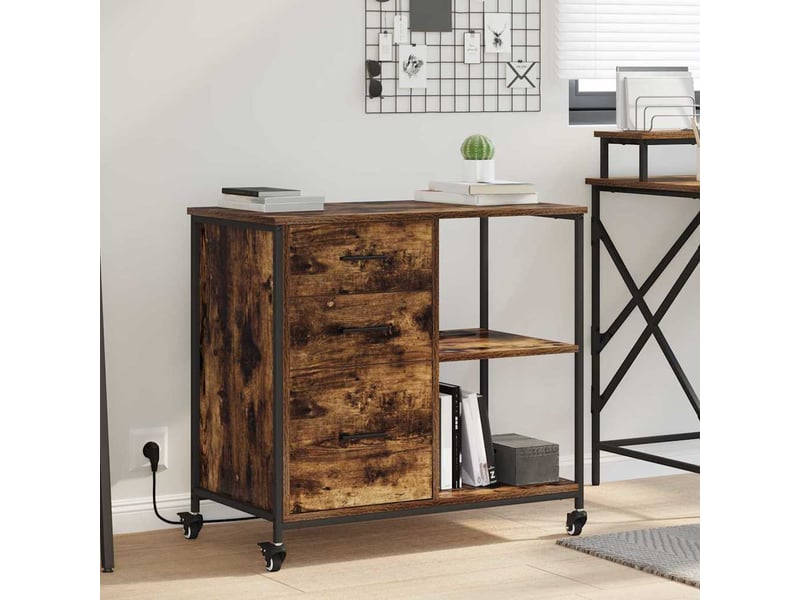 Commode chambre, cabinet avec station de charge 76 x 41 x 72 cm chêne fumé - Conforama B