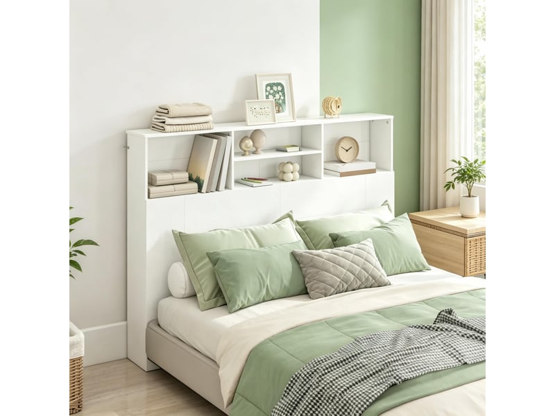 Tête de lit 140 cm avec rangement, 4 compartiments ouverts pour chambre - Conforama D