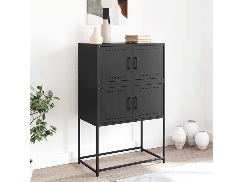  Buffet - bahut - meuble de rangement noir 68,5x38,5x107 cm acier  - Conforama C