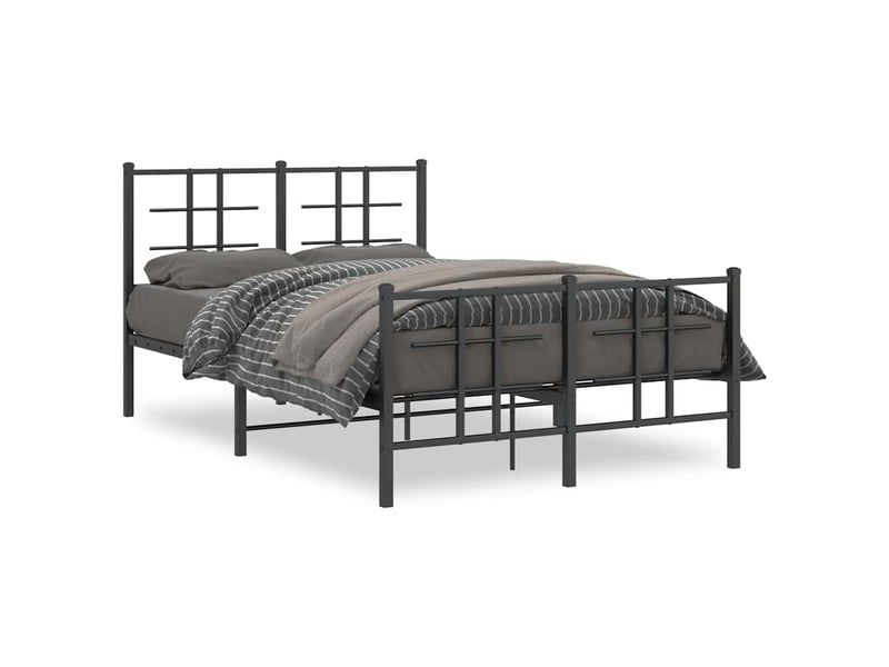  Lit double- lit adulte -  cadre de lit métal sans matelas avec pied de lit noir 120x190cm  - Conforama A
