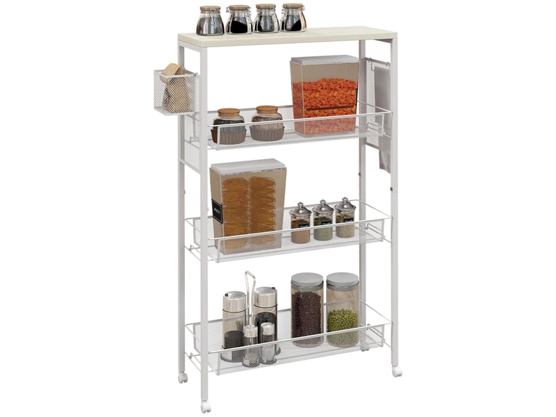  Desserte de cuisine à roulettes 3 paniers blanc 58 x 18,5 x 87 cm  - Conforama A