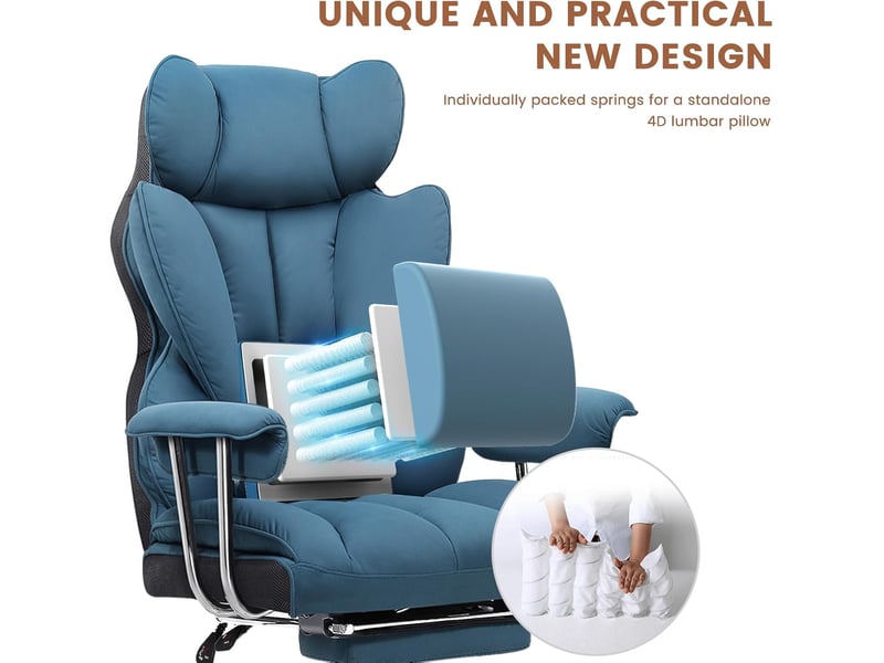 Gtplayer chaise de jeu en tissu, ergonomique, avec repose-pieds extensible, pivotante, 180 kg, bleu GT200-BLUE - Conforama C