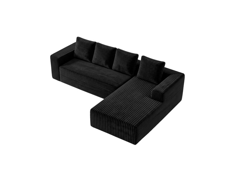  Canapé d’angle modulable en velours côtelé noir, méridienne à gauche – 261 cm IKSETERA TRADING LTD - Conforama A