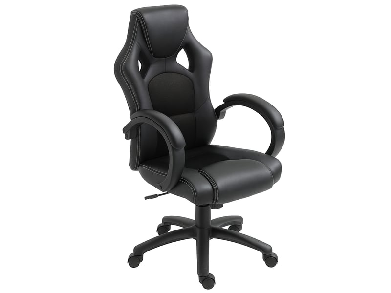  Fauteuil de gaming à hauteur réglable avec fonction bascule pivotant et inclinable 71x61x108-118 cm noir  - Conforama A