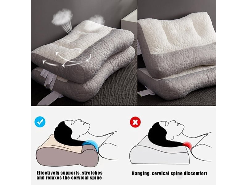  Oreiller de soutien cervical, oreiller de traction à retour lent avec insert en latex, 60 x 40 x 10 cm  - Conforama R