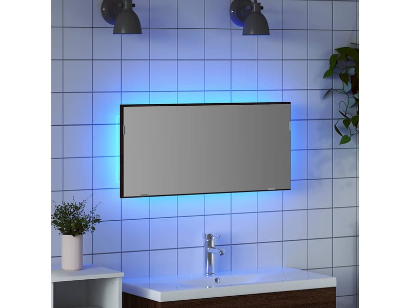  Miroir de salle de bain, miroir de toilette chêne marron 80 x 37 cm verre et bois ingénierie cf62659  - Conforama D
