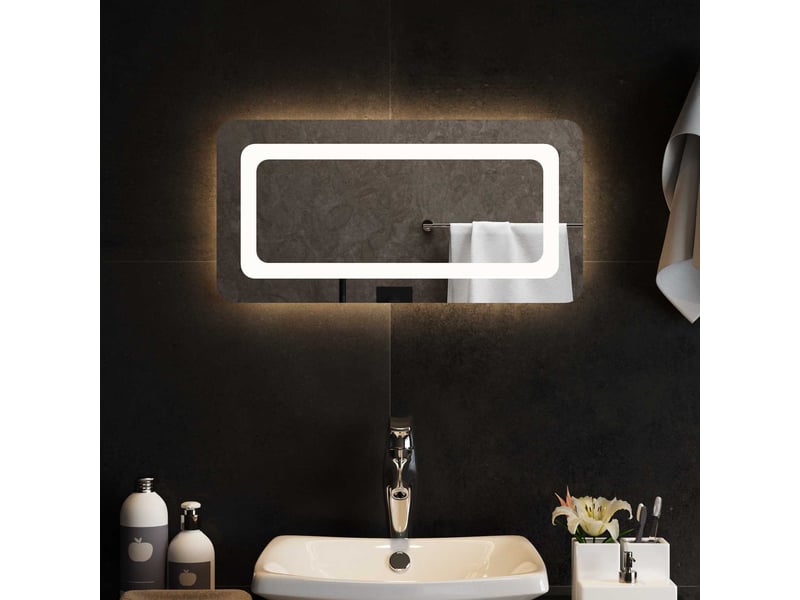 Miroir de salle de bain, miroir de toilette led transparent 60 x 30 cm verre trempé cf62590 - Conforama C