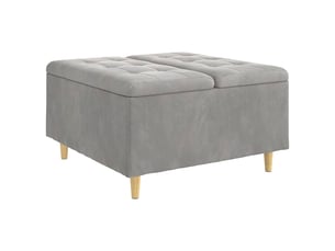 Ottoman, repose pied salon avec rangement gris clair 80x80x45 cm velours