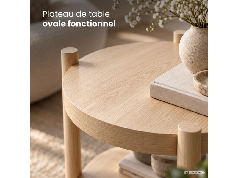  Table basse terra coloris bois naturel 44,5 cm ronde avec étagère 44,5x44,5x48 cm TERRA - Conforama D